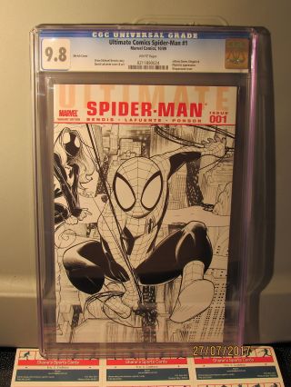 Marvel Ultimate Comics Spider - Man 1 Cgc 9.  8 Sketch Variant
