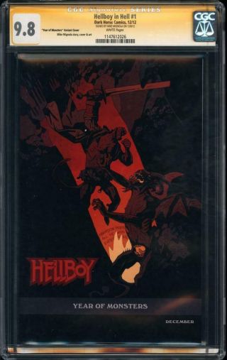 Hellboy In Hell 1 Cgc 9.  8 Year Of Monsters Variant Signed By Mike Mignola