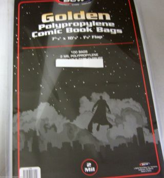 1 Pack of 100 BCW Golden Age 7 5/8 ' Comic Book Storage Bags Sleeves 2