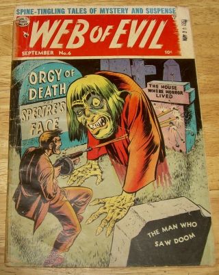 Web Of Evil Comics 6 Ace Pre - Code Horror Jack Cole Baffling Mysteries Terror