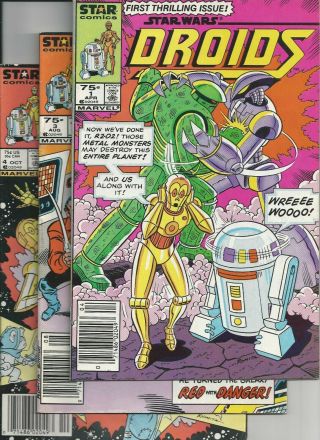 Droids 1,  3,  4 " Star Wars " (marvel " Star Comics " Imprint 1986) Htf Fn