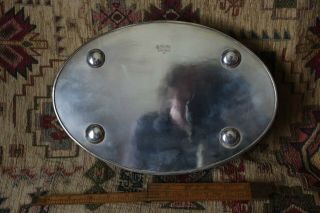 Vintage silver plate serving tray with gallery. 2