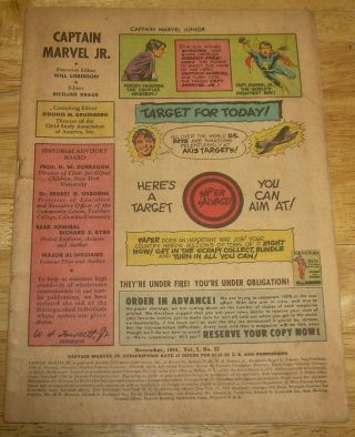 Captain Marvel Jr.  Comics 25 Fawcett Ww2 - Era Coverless Complete Master Whiz Nr