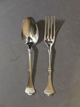Vintage 1847 Rogers Bros Crown Silverplate Child Fork And Spoon Set (sp - 12)