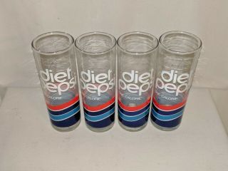 Vintage Diet Pepsi One Calorie Tall Drinking Glasses Set Of 4