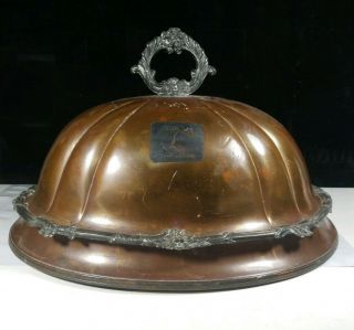 Antique Copper Meat Dome Silver Plate Old Sheffield