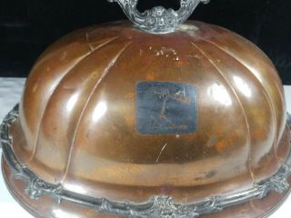 Antique Copper Meat Dome Silver Plate Old Sheffield 2
