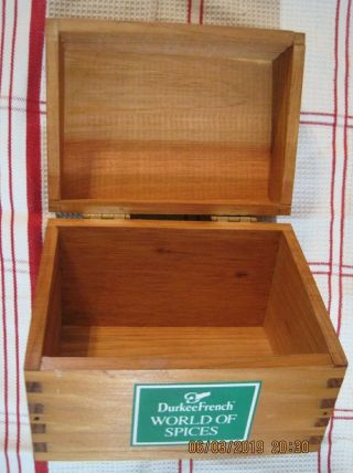 VTG DURKEE FRENCH WORLD OF SPICES Wood Recipe Box 3