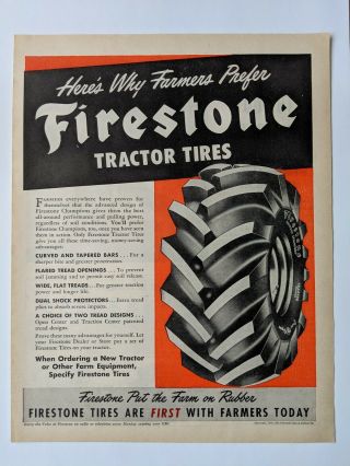 1950s Vintage Ad Firestone Tractor Tires - Here 