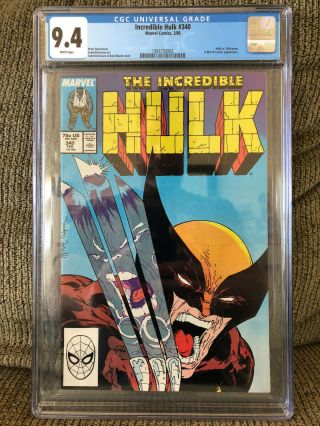 Incredible Hulk 340 Cgc 9.  4 Todd Mcfarlane Art Wolverine Classic Cover