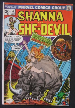 Shanna The She - Devil 4 1973 1st Series Marvel Comics Fn/vf 7.  0 Mandrill Jungle