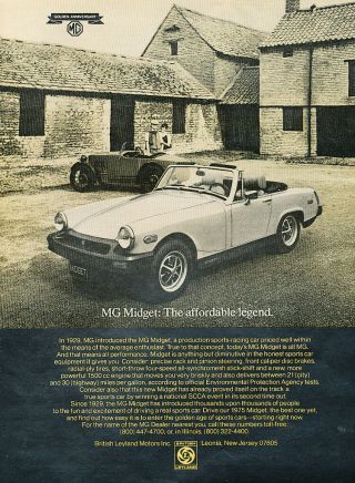 1975 Mg Midget - Golden - Classic Vintage Car Advertisement Ad J40