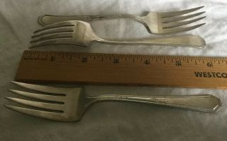 3 Vintage Antique Silver Plate Salad Dessert Forks Wm Rogers & Son AA 2