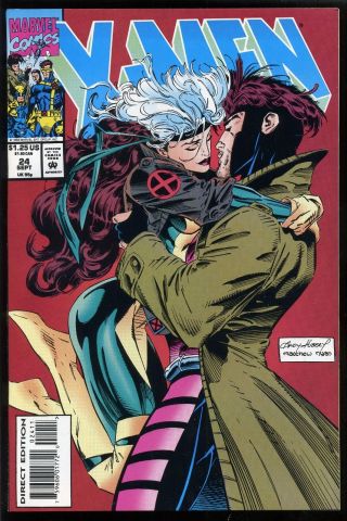 X - Men 24 1993 Nm/mt 9.  8 Gambit And Rogue Kiss Cover Andy Kubert Uncirculated