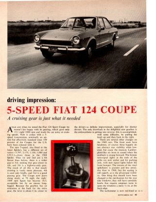 1969 Fiat 124 Coupe 5 - Speed 2 - Page Article / Ad