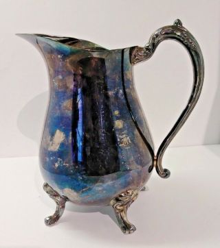 Antique Silverplate Water Pitcher With Lip Natural Patina