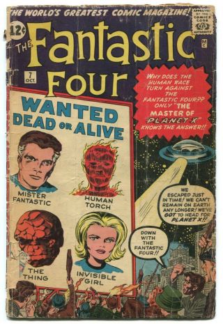 1962 Marvel Comics Fantastic Four 7 Jack Kirby Stan Lee Ufo Alien Story Classic
