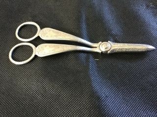Antique Engraved Silver Plate Grape Scissors