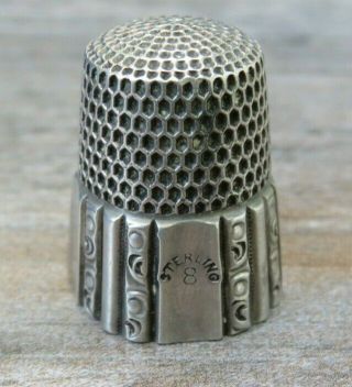 Vintage 925 Sterling Silver Thimble Size 8 Am Monogram Initials Simons Brothers