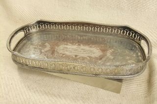 Lovely Vintage Silver On Copper Silver Plated Gallery Tray Decorative Design