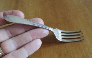 Child Size Sterling Silver Fork By National,  Overture Pattern,  4 3/8 " Long 18.  6g