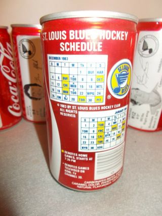 7 St Louis Blues Coca Cola Coke Cans 1983 - 84