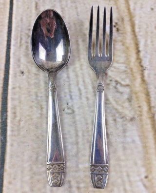 Antique French Metal Blanc Silver Matching Relish Fork & Spoon