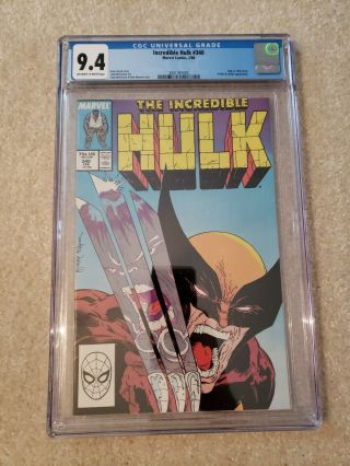 Incredible Hulk 340 Cgc 9.  4,  Perfect Case Marvel Comics,  Wolverine