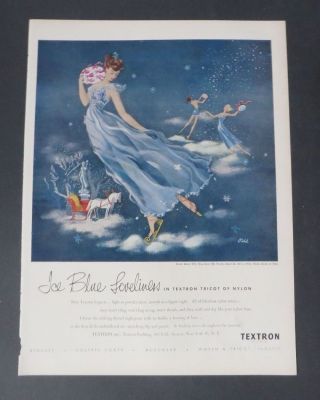 Print Ad 1948 Textron Hostess Coats Lingerie Vintage Art Siebel