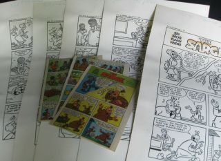 5 Pages Of Sarge Comic Art With Comic Book Pages From Feb.  1968