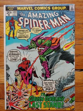 Spiderman 122 1973 Bright Colors.  Death Of Green Goblin.  Marvel Key