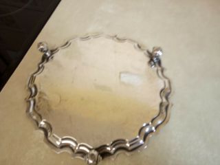 VINTAGE SILVER PLATED SALVER / TRAY 3 FOOTED.  10 INCHES DIAMETER 3