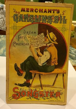 1890 Merchants’s Gargling Oil Bottle Songster Booklet Advertising Trade Card