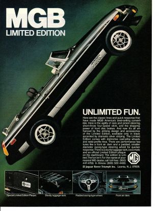 1979 Mgb Limited Edition Classic Print Ad