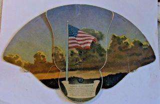 Vintage Advertising Pledge Of Allegiance Tri Fold Fan Hand Held Red White Blue