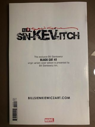 Black Cat 2 (2019 Marvel) SDCC Exclusive Virgin Variant Signed Bill Sienkiewicz 2