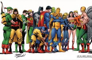 Jerry Ordway Signed Jla Jsa Comic Art Print Superman Batman Wonder Woman