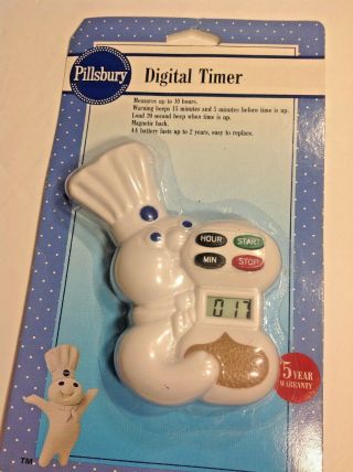 Vintage 1992 Pillsbury Doughboy Poppin Fresh Digital Magnetic Timer Nib