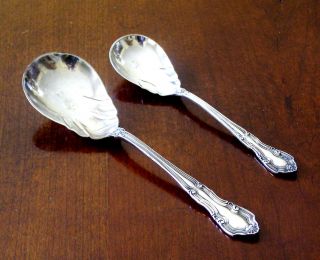 Set Of 2 Antique Gorham Sheffield Pattern Silverplate Sugar Serving Spoons