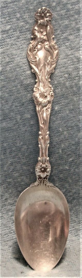 Whiting Co.  1902 Lily Pattern 5.  5 " Sterling Silver Teaspoon " To Mildred 1904 "
