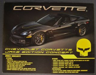 2011 Chevrolet Corvette Sales Brochure Sheet Jake Edition Concept,  Grand Sport