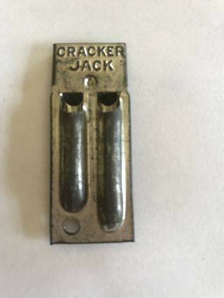 Vintage Tin Metal Cracker Jack Double Screamer Whistle Trinket Toy Prize