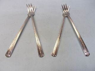 4 Roseanne Seafood Cocktail Forks - Classic Ornate 1938 Wallace - Table Ready
