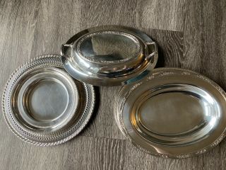 Vintage Wm Rogers Silver Plated Dishes,  Trays,  Claw - Footed Tray