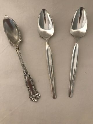 3 William Rogers And Son Silver Plated Grapefruit Spoons