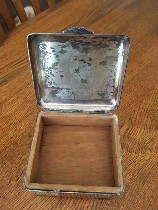 Silver Plated Cigarette Box With Wood Inlay By Elizur G.  Webster & Sons 3