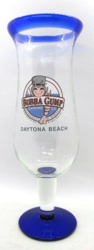 Bubba Gump Shrimp Cobalt Blue Top Bottom Daytona Beach Hurricane Souvenir Glass