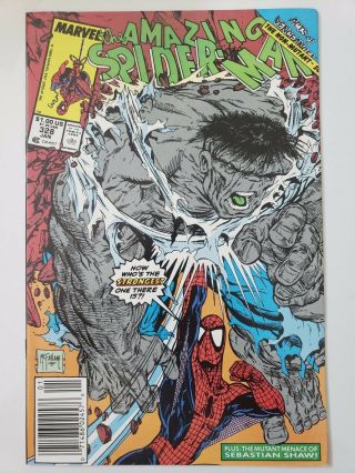 The Spider - Man 328 (1989) Grey Hulk Todd Mcfarlane Newsstand Variant