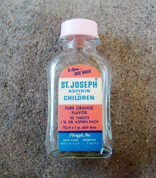 Vintage ST.  JOSEPH ASPIRIN FOR CHILDREN Glass Bottle (Empty) 2