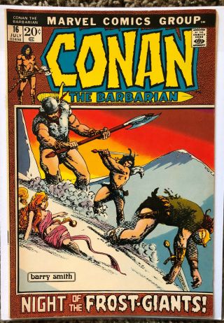 Conan The Barbarian 16 Comic Book - Nm 9.  0 - Early Barry Smith Marvel